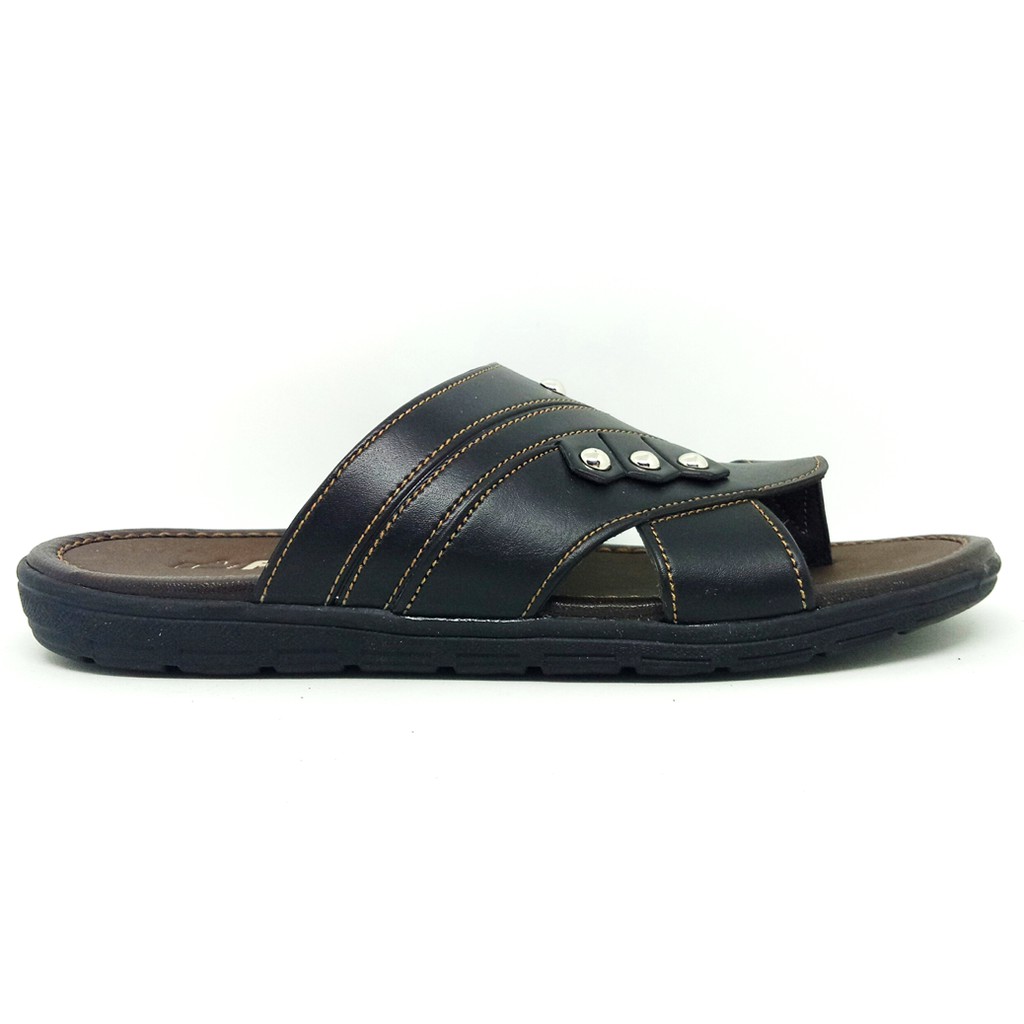 FIURI - Sandal Jempol Hitam - Sandal Pria - Sandal Casual - Sandal Pria Kulit - Sandal Pria Dewasa