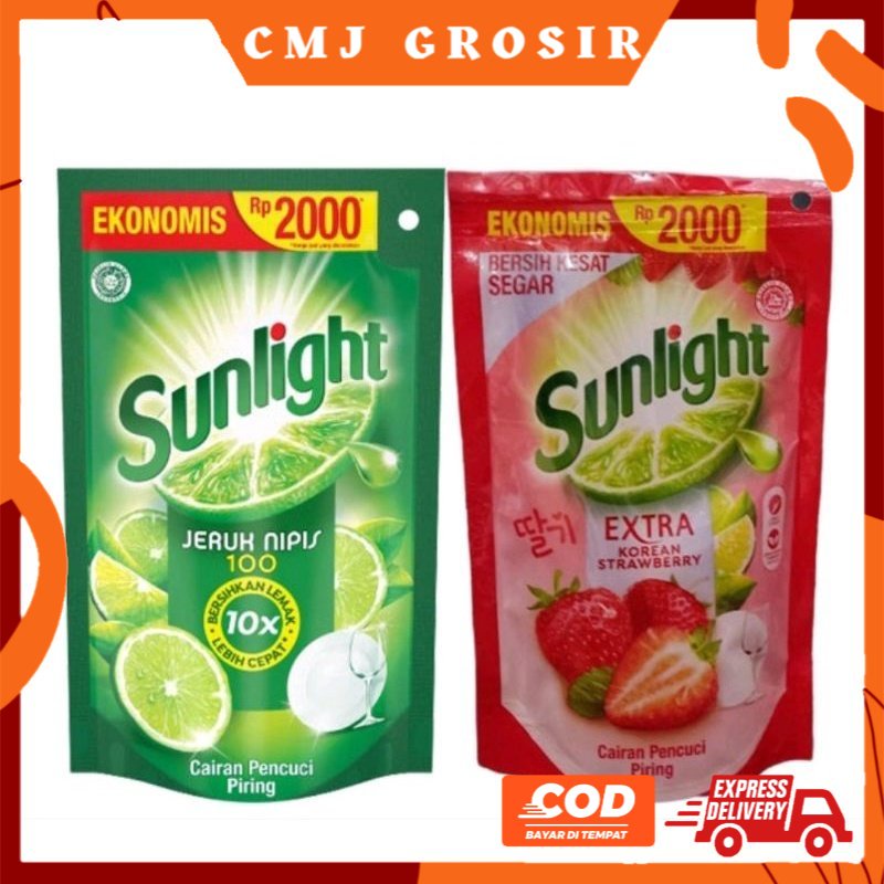 GROSIR SUNLIGHT Korean Strawberry | Jeruk nipis 2000 Pouch Merah