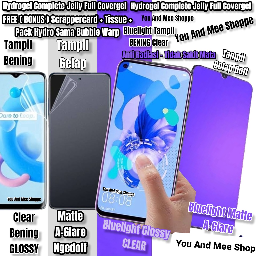 New Hydrogel F&amp;B Complete Xiaomi 12 12T 12PRO 12-Lite 2022/Mi 11 11T 11T-PRO/Mi 10 10T 10TPRO Hidrogel Front Back-Belakang Jelly Full Cover-Ful Covergel Antigores Clear=Bening Glossy Glare=Matte Doff Dof Anti Minyak Bluelight Glosy Blue Light Mate Mi T 5G