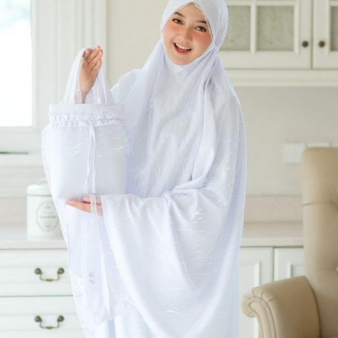 Ori&Terjamin Mukena Brokat Italy - Putih, Jumbo All Size