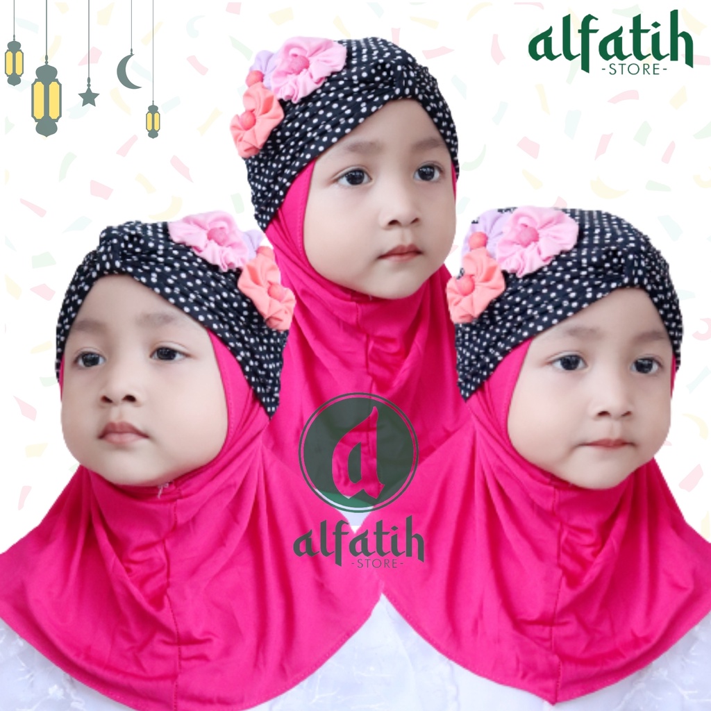 ALFATIH STORE / JILBAB ANAK TURBAN COMBI POLKA / JILBAB ANAK MURAH / HIJAB ANAK / HIJAB BAYI KHIMAR / Kerudung Anak Jilbab Hijab Anak Bayi Perempuan / pastan baby / hijab anak / Jilbab Anak bayi Usia 0-3 Tahun Bahan Jersey Premium Nyaman Di Pakai