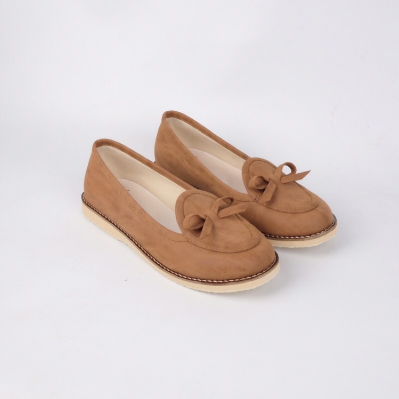 [SIAP KIRIM] BRShoes34 Tan Sepatu Kerja Casual Flat Wanita