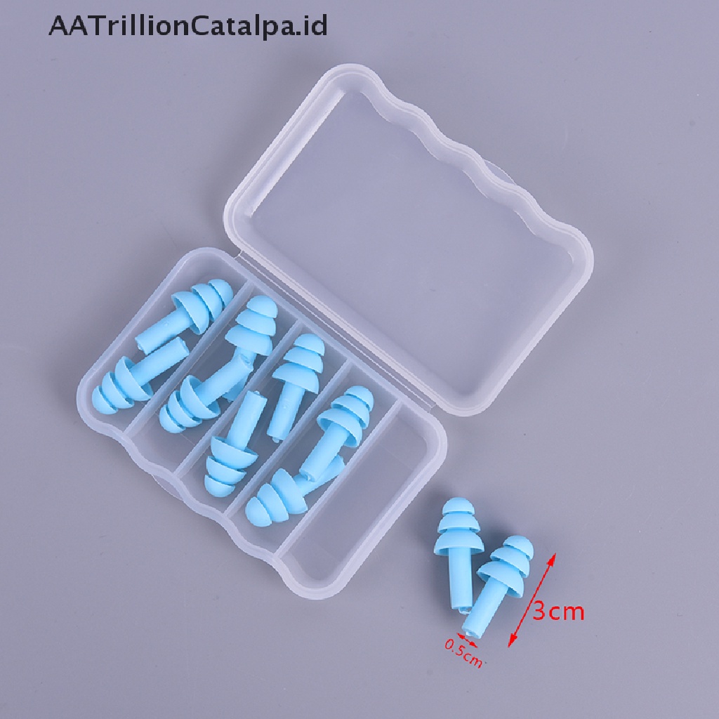 Aatrillioncatalpa 5 Pasang Ear Plug Silikon Peredam Suara Untuk Renangtidur