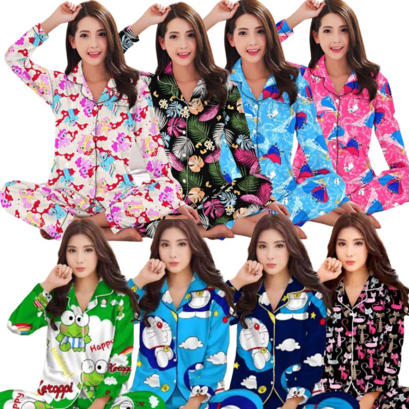 BAJU TIDUR WANITA  DEWASA LD 106 LENGAN PANJANG / PIYAMA KATUN JEPANG KARAKTER