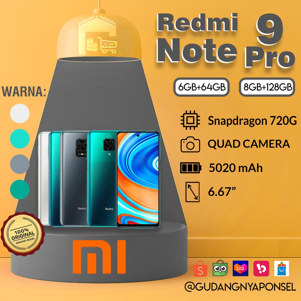 [100% RESMI] REDMI NOTE 9 PRO — 6GB/64GB & 8GB/128GB (XIAOMI)