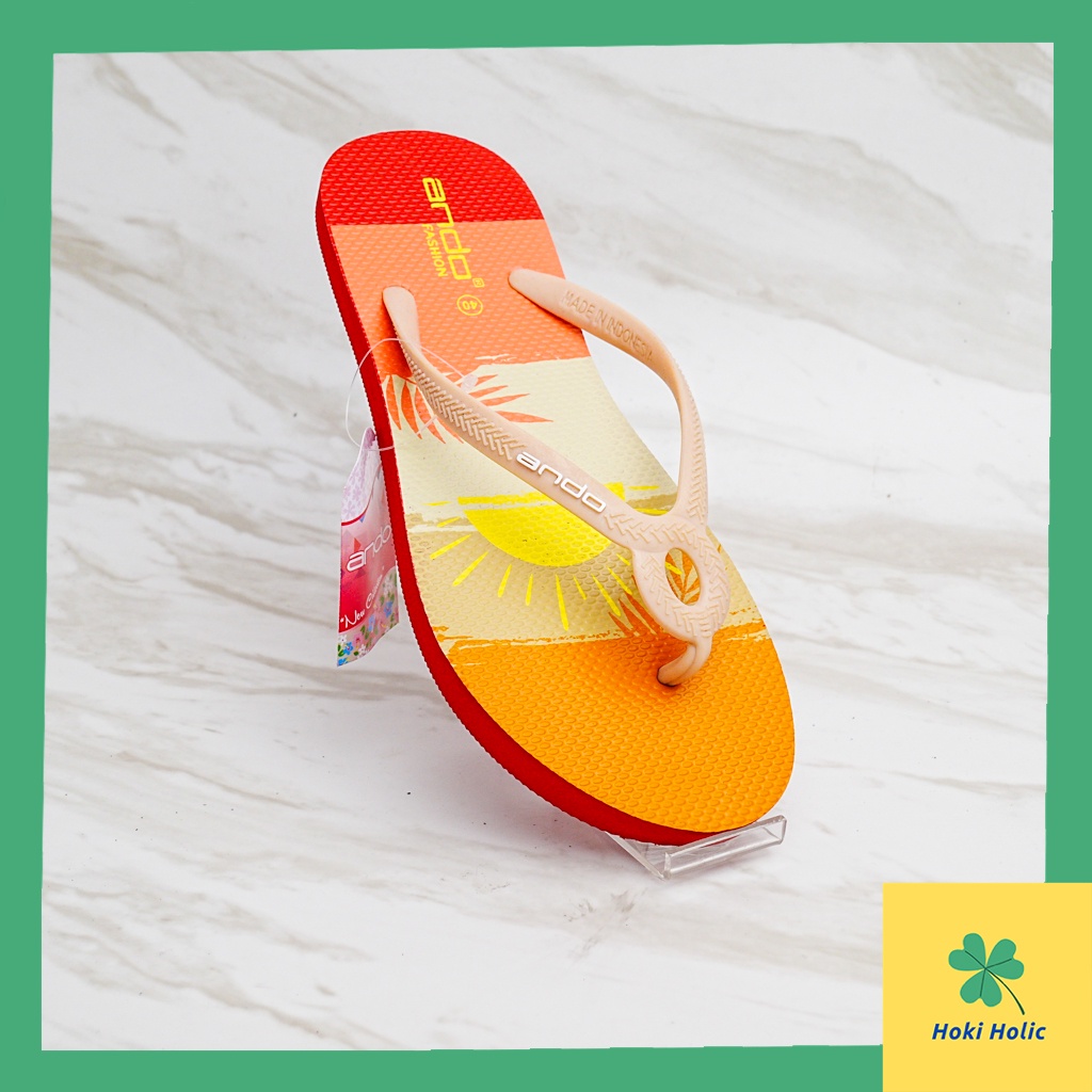 Ando Rossby - Sandal Jepit Wanita Lucu Terbaru - Motif Matahari - Sendal Jepit Ando - Sandal Ando Sunset