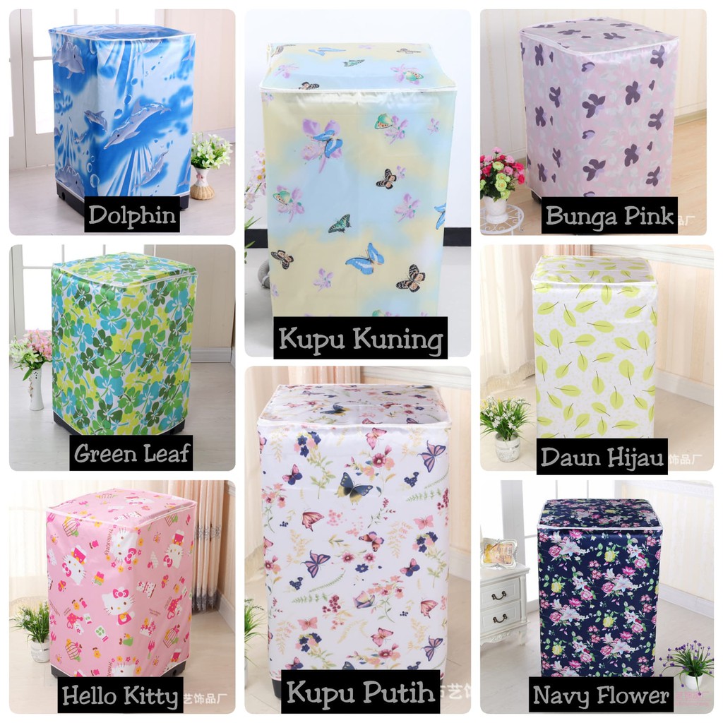 Jual Cover Sarung Pelindung Mesin Cuci Tabung Buka Atas Top Loading Bahan Satin Waterproof