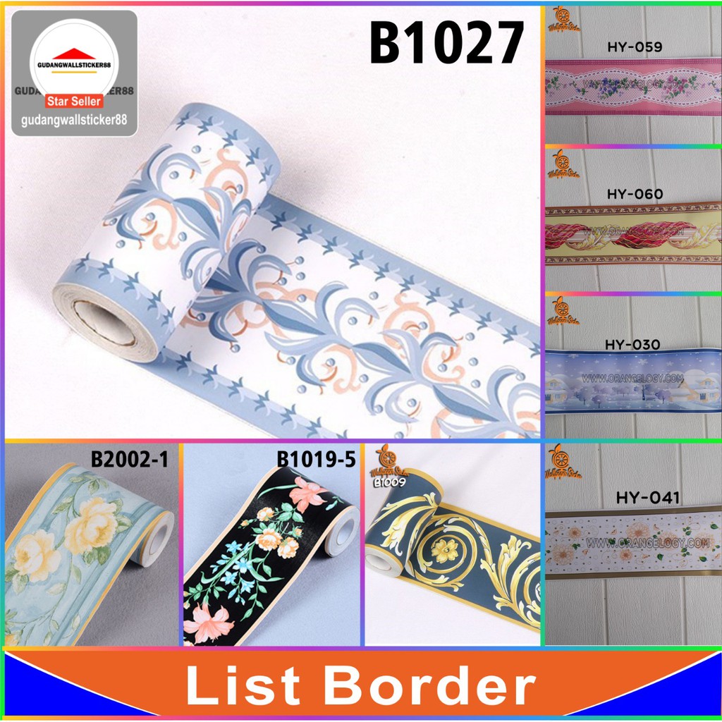 List Border 10cm x 10m Wallpaper dinding Pvc Premium Wallpaper Stiker