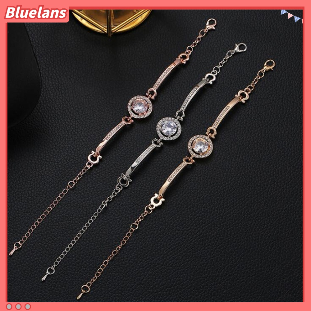 Gelang Bangle Cubic Zirconia Bentuk Bulat Adjustable Untuk Wanita