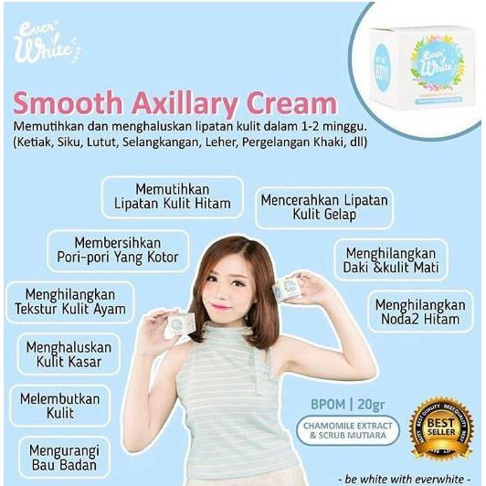 EVERWHITE SMOOTH AXILLARY CREAM - EVER WHITE BLUE KRIM UNDERARM BODY COLLAGEN CHAMOMILE PEARL BPOM