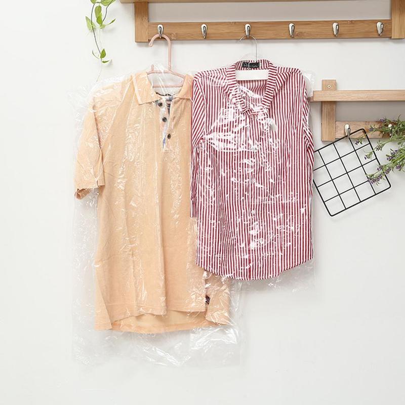 50pcs / Set Kantong Plastik Transparan Sekali Pakai Untuk Membersihkan Pakaian / Mantel