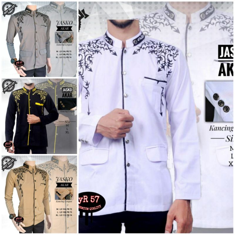 Jasko bordier motif akar/  Jasko modern motif terbaru / baju lengan panjang / baju pria dewasa