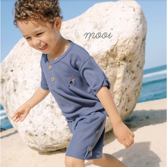 Mooi Shirt Waffle Set 1-5 Tahun Setelan Anak Waffle Unisex CBKS