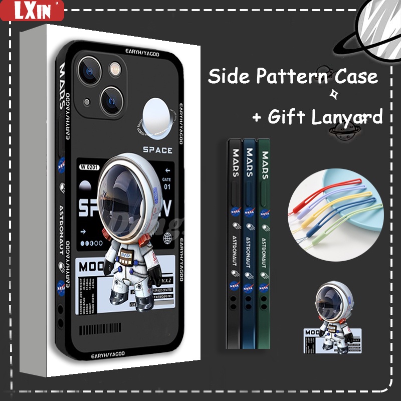 Soft Case Motif Astronot Luar Angkasa Untuk Iphone 13 Pro Max 11 12 Xr XS 6 6S 7 8 Plus