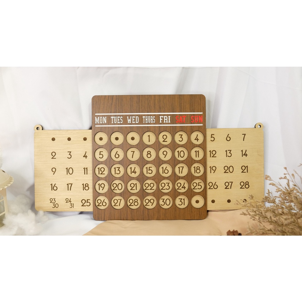 Perpetual Calendar Wooden Gift Kado Unik Personalised Gift by Lasercreative