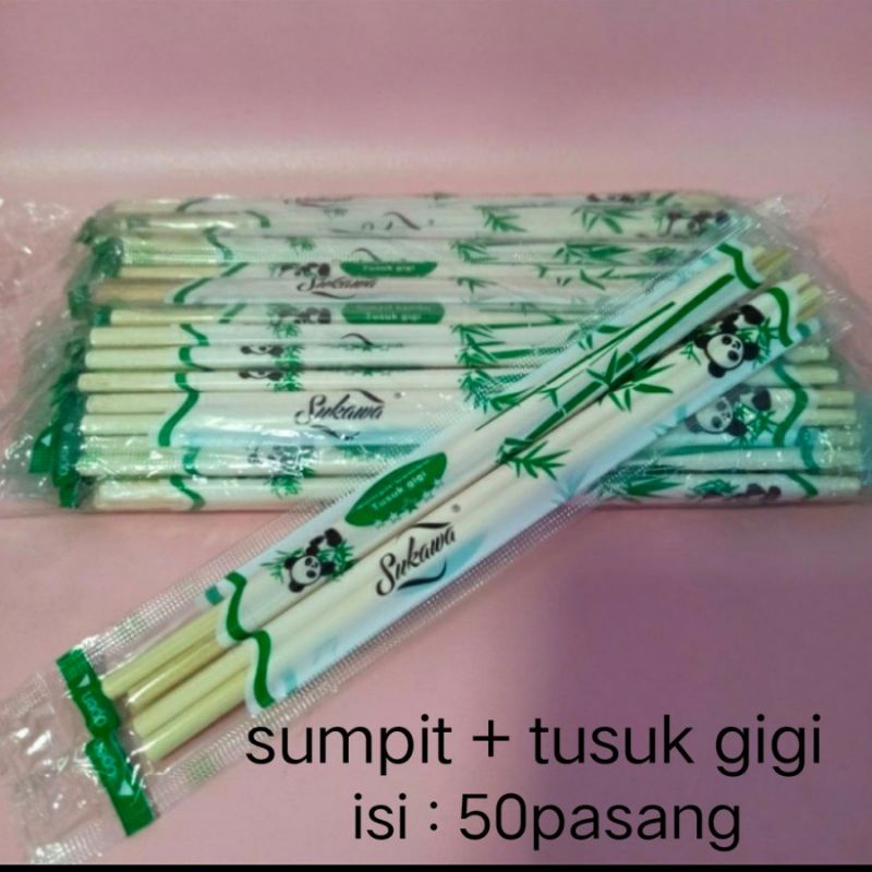 Sumpit Steril Bambu / Sumpit + Tusuk gigi / Sumpit Bakmi Isi 50pcs