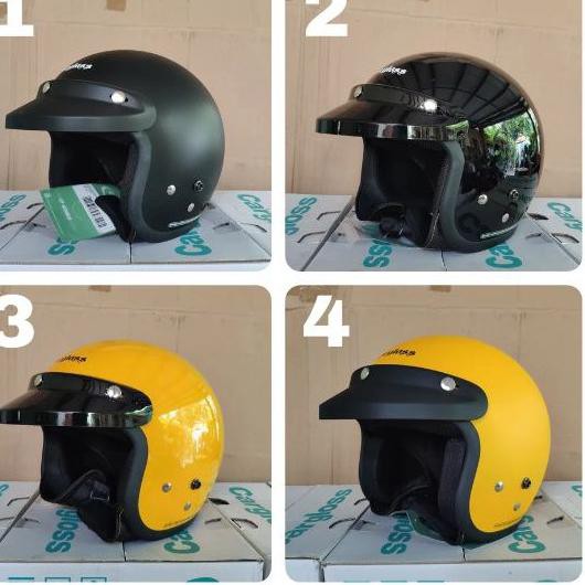 ONGKIR 1KG Helm Cargloss Retro CF Plus Visor Kaca Flat Injak Origianal Vespa Japstyle Scrler BOGO F2