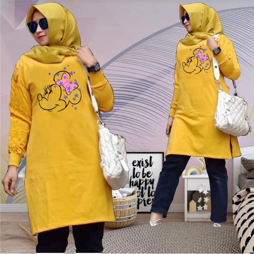 Tunik star atasan wanita tangan panjang pakaian muslim wanita motif terbaru 2021 tunik kekinian tuni