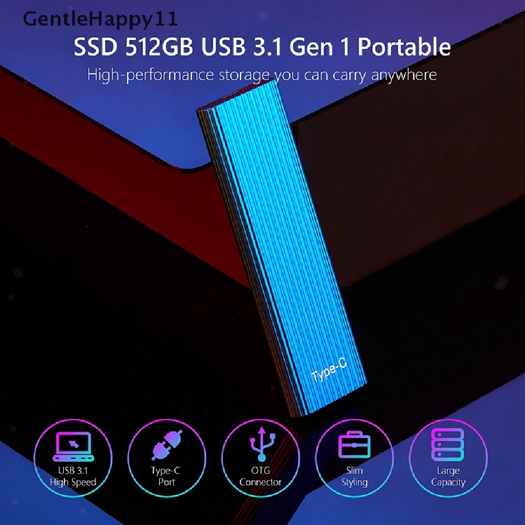 Gentlehappy Hardisk Eksternal SSD 1TB 2TB 4TB 8TB USB 3.1 Tipe C