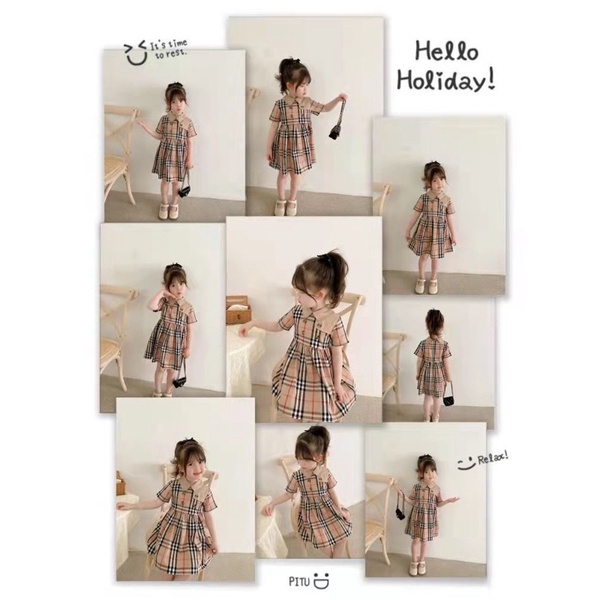 BAJU DRESS ANAK PEREMPUAN BAHAN KATUN MOTIF BUrBEERY SIZE 2 TAHUN - 5 TAHUN BERKUALITAS PREMIUM DAN MURAH