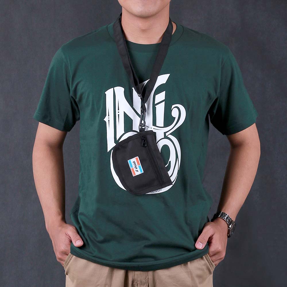 TAS KALUNG KECIL PRIA KASUAL DOMPET TALI WARNA HITAM ORIGINAL 012