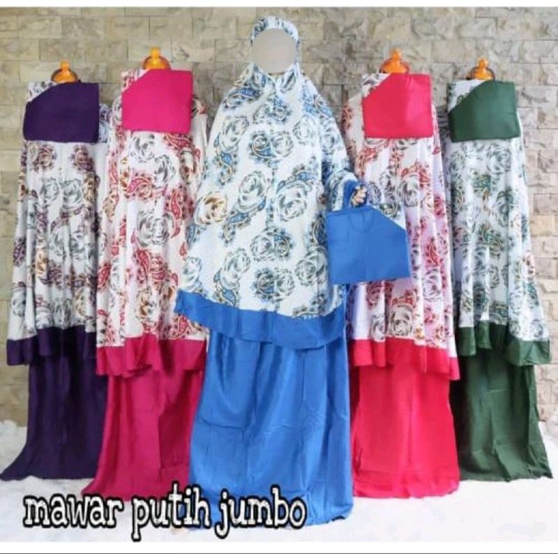 MUKENA MAWAR PUTIH RAYON JUMBO