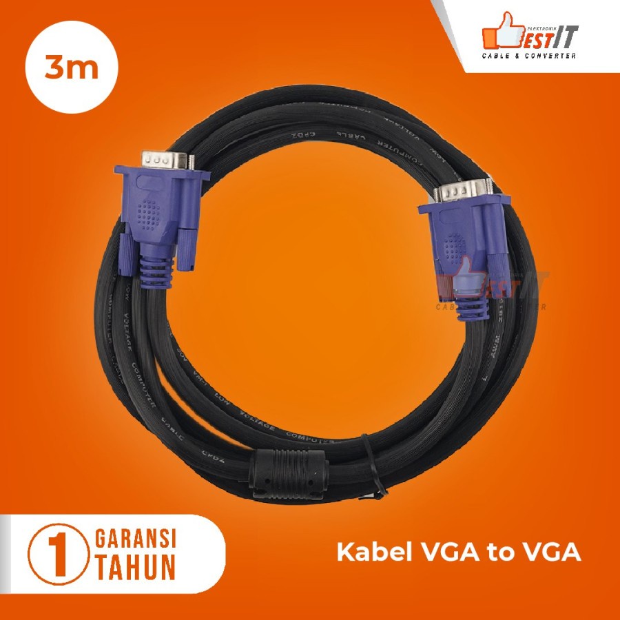 Kabel VGA Male to Male High Quality 3 Meter NYK Original