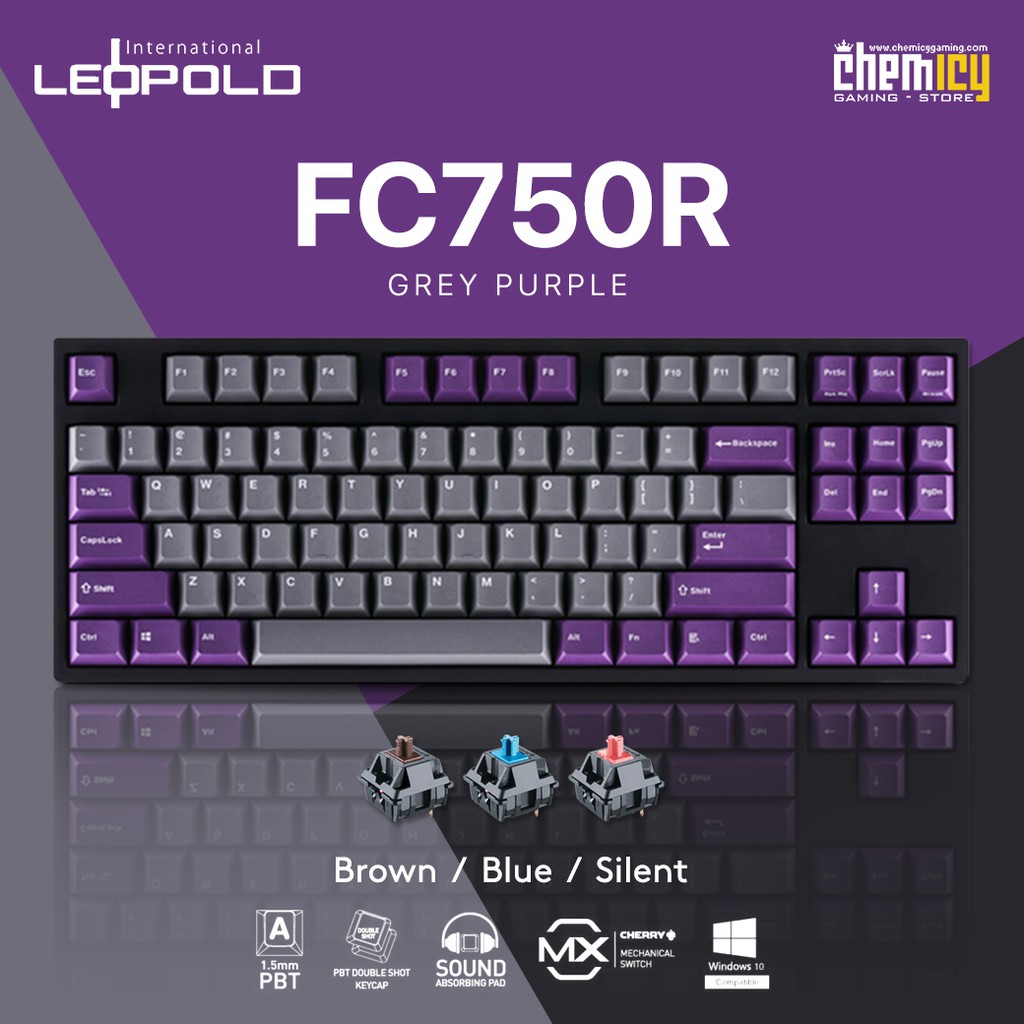 Leopold FC750R Grey Purple Mechanical Gaming Keyboard
