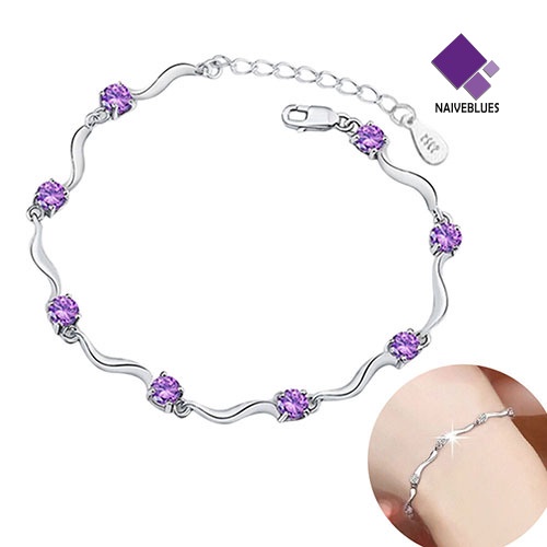 Gelang Rantai Sterling Silver 925 Hias Kristal Untuk Wanita