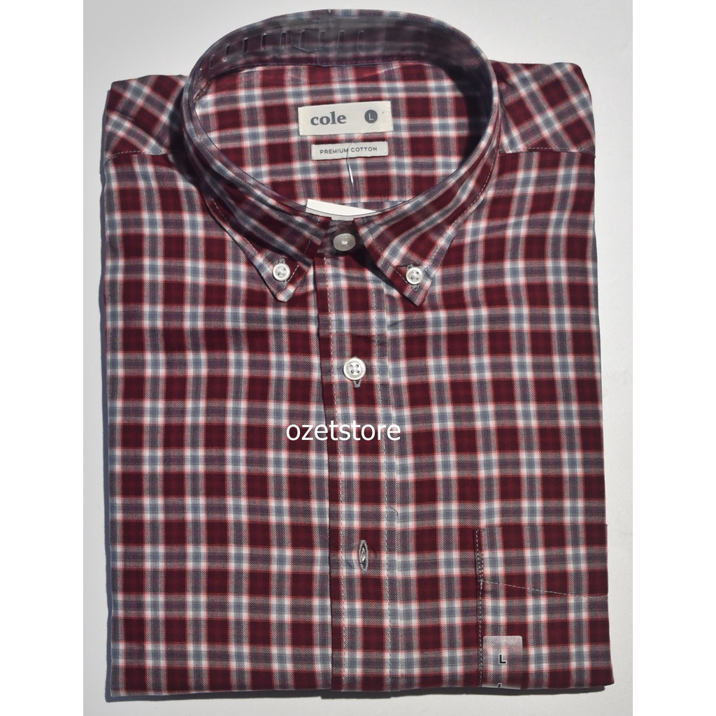Kemeja Pria Casual Lengan Pendek COLE Merah Reguler KCR94 ORIGINAL