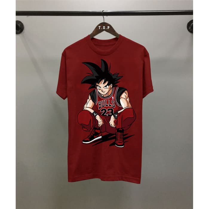 AntiMahalMahalShop | Kaos Murah Goku Bulls  Baju Kaos Distro Pria Wanita Merah Pendek Slimfit