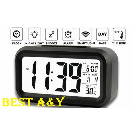 Digital Snooze LED Alarm Clock Backlight Time Calendar Thermometer Temperature JP-9901 Jam Meja Pint