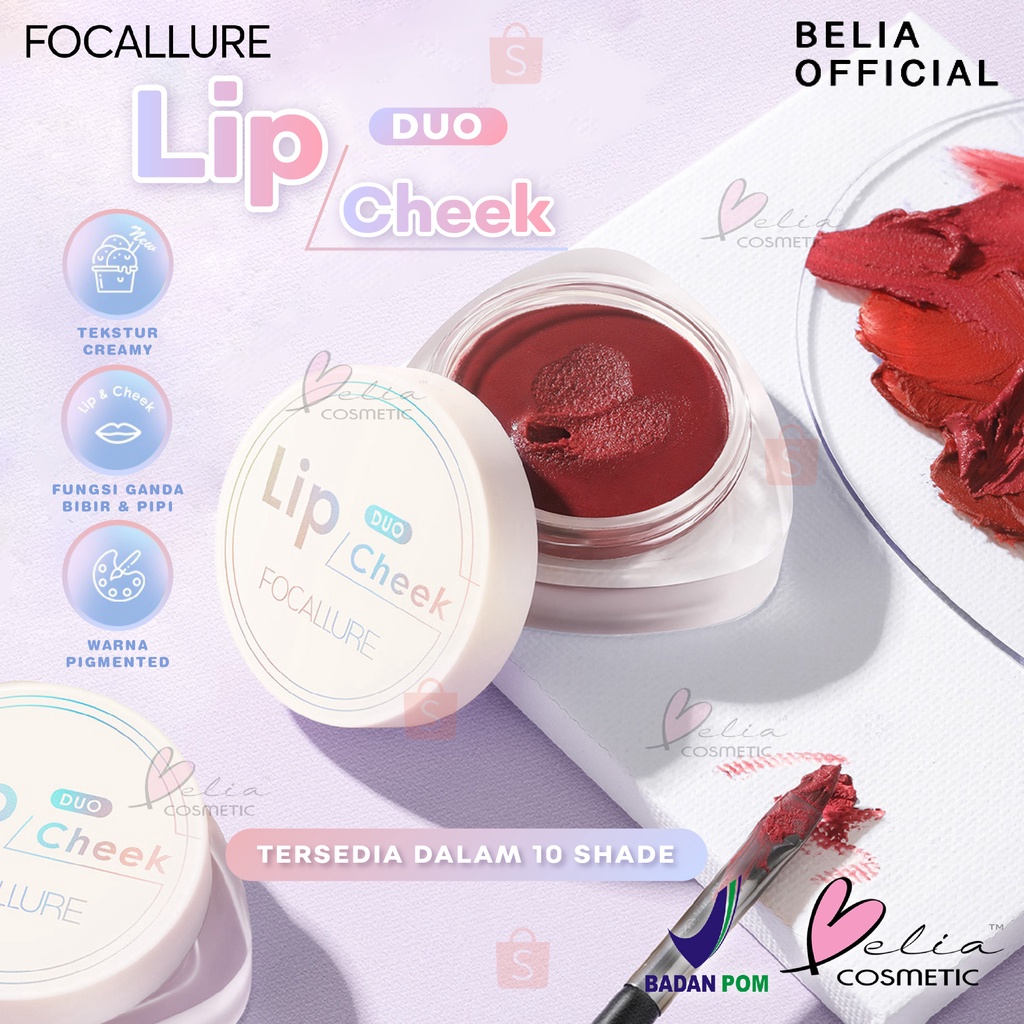 ❤ BELIA ❤ FOCALLURE Creamy Lip &amp; Cheek Duo FA266 | 12 Colors Velvet Matte Lip Mud Lipstick Lip Gloss Lip Balm Lip Glaze Women Lip Makeup Cosmetics | BPOM