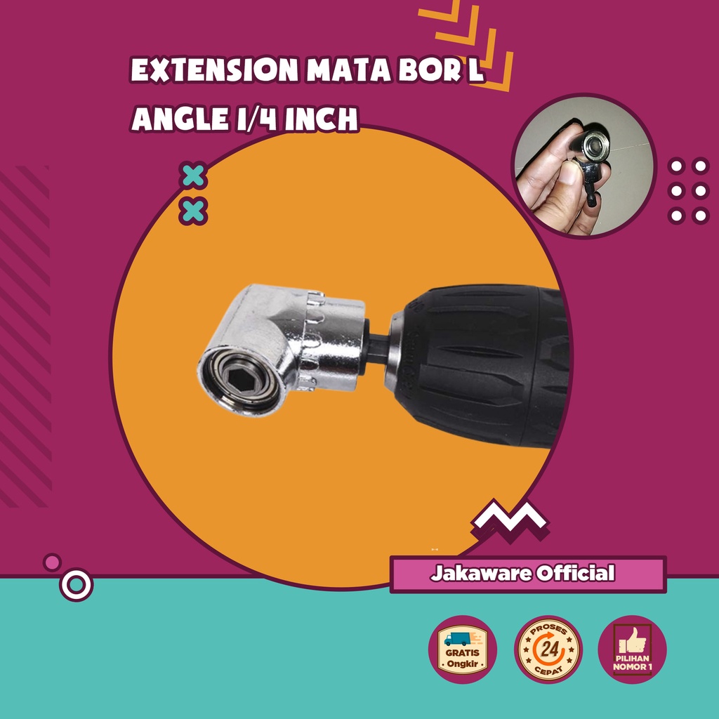 EXTENSION MATA BOR L ANGLE 1/4 INCH HEX BIT SOCKET PELUBANG SET BESI LUBANG PENDEK MINI TUNER CUNER 