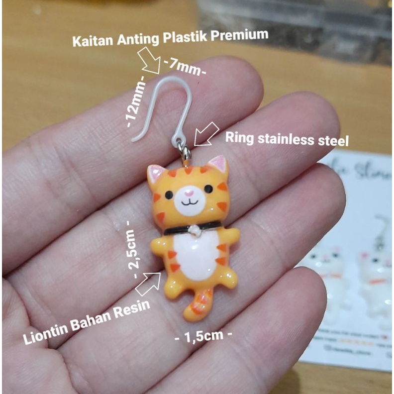 HANDMADE ANTING DEWASA KAITAN PLASTIK PREMIUM MOTIF CAT