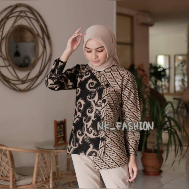 tey-17 Batik wanita ASJ SA HRB026 Kenongo Kemeja Tosca Pendek-Kangkung new