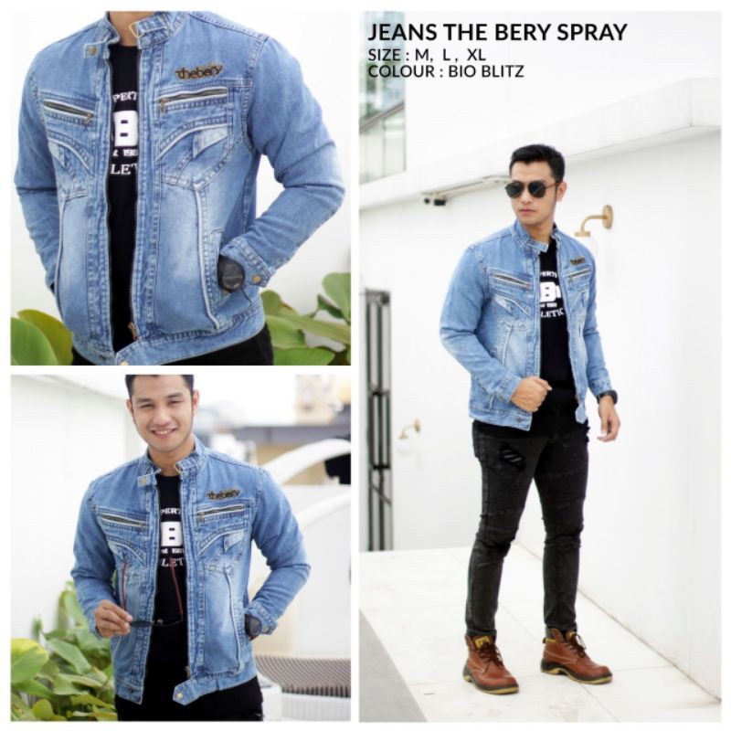 JAKET JEANS PRIA THE BERY KERAH HOODIE VARIASI MURAH