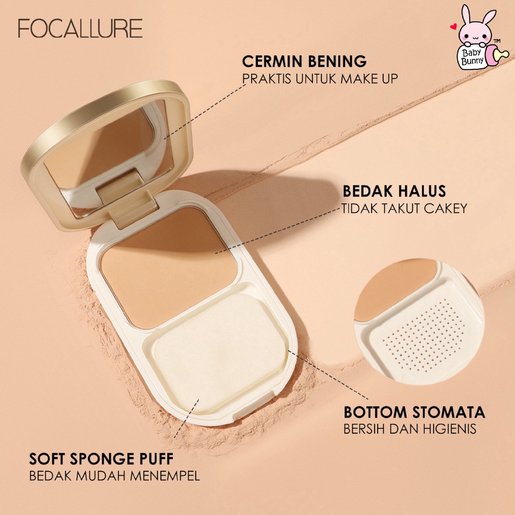 ❤ BELIA ❤ FOCALLURE Lasting Poreless Compact Powder FA206 | Powder | Bedak Padat (✔BPOM)