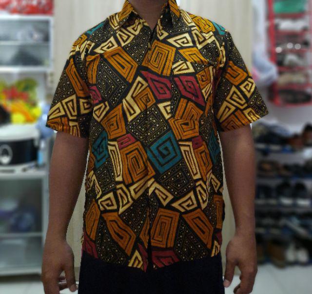 Kemeja Batik Pria M L Xl Xxl Motif Sogan G Seragam
