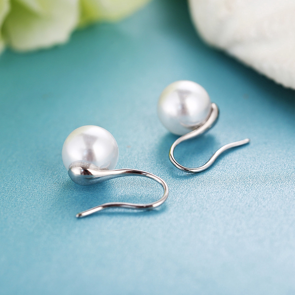 Anting Stud Mutiara Simulasi Warna Silver Untuk Aksesoris Wanita