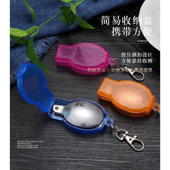 sendok set stainless steel alat makan set gantungan kunci   sendok