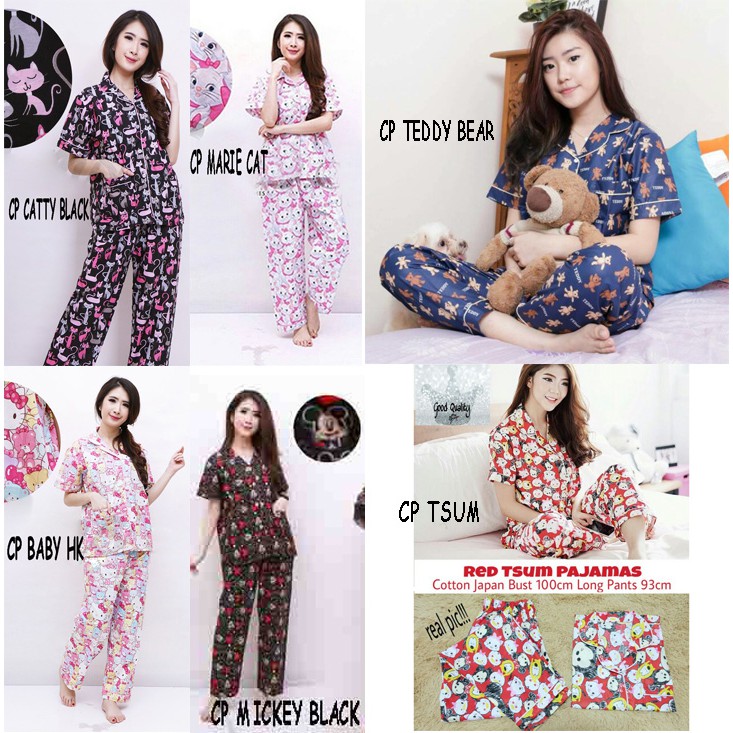 OKHISHOP Piyama Pajamas CP Catty black cat setelan dewasa 