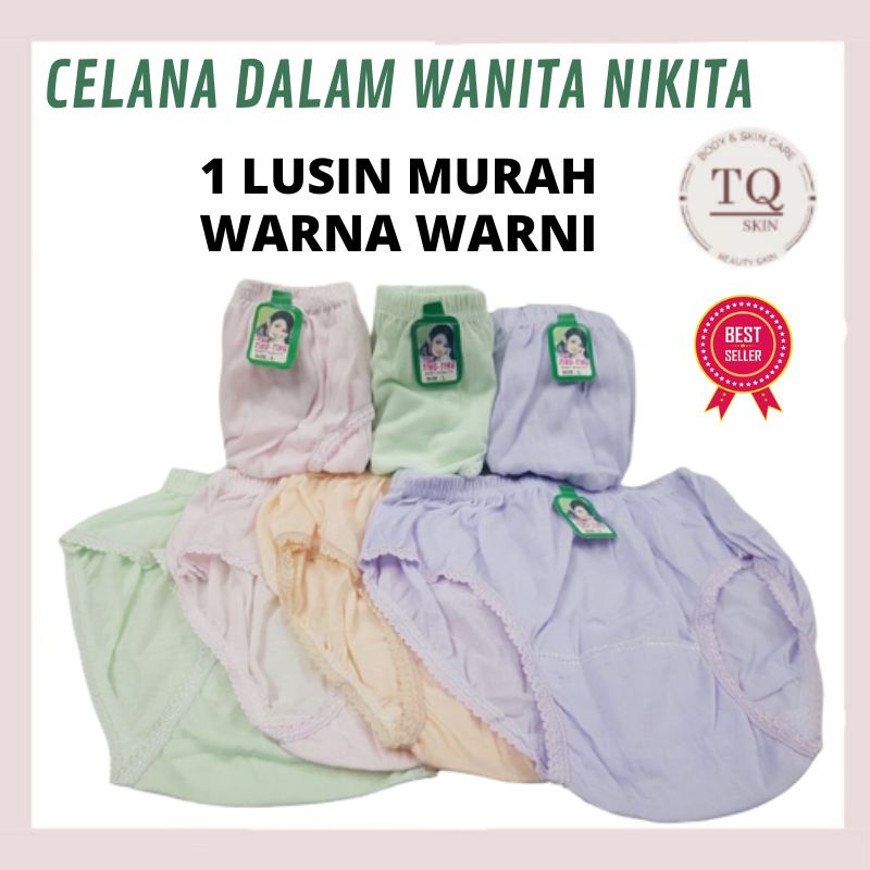 (1 lusin) Celana Dalam Wanita Lusinan Murah Nikita Grosir Import Katun CD wanita celana pendek dalem