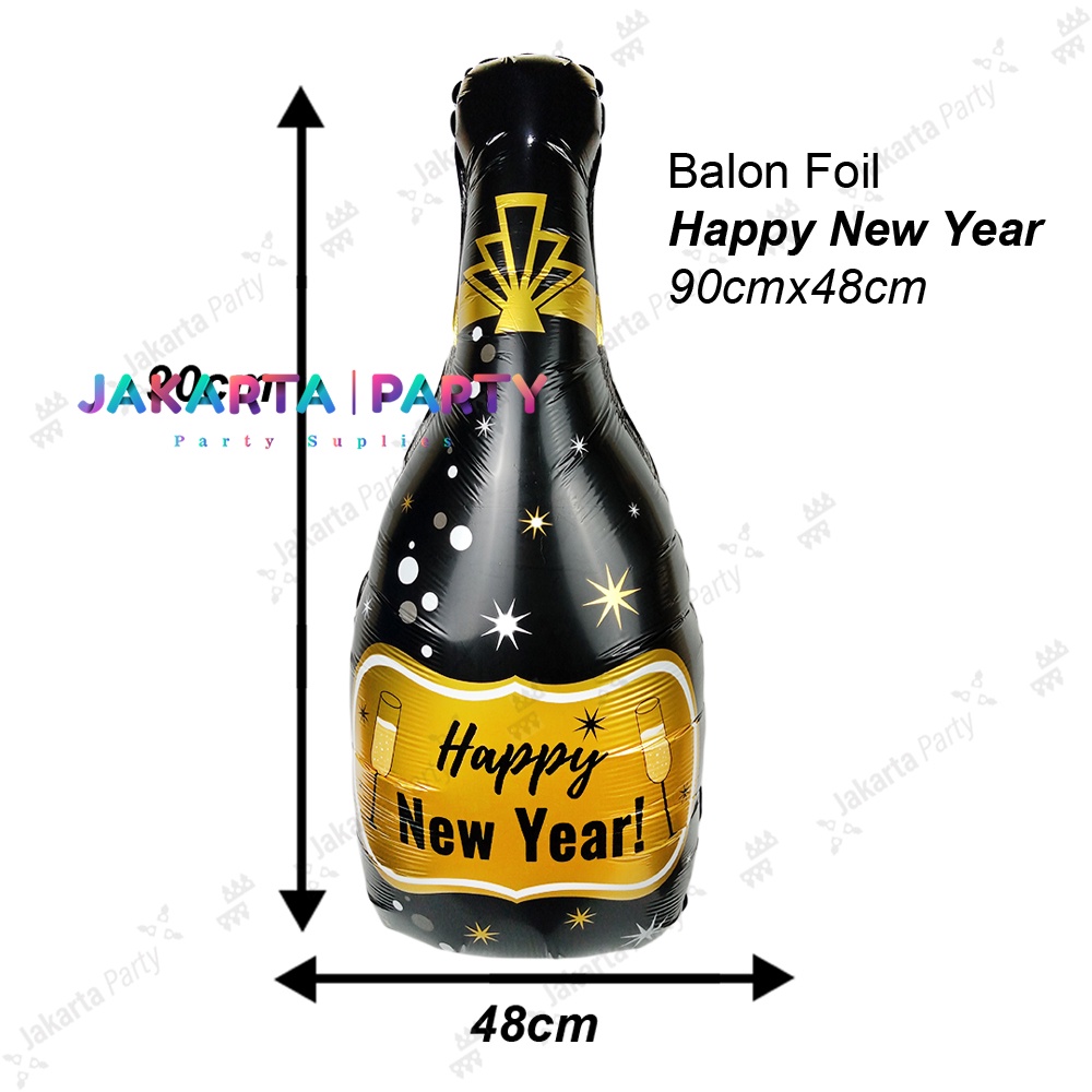 Balon Botol Happy New Year / Balon Foil Botol / Balon Botol