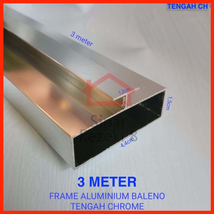 Frame Aluminium Tengah Chrome Profil Lis List Frame Alumunium 3 MTR