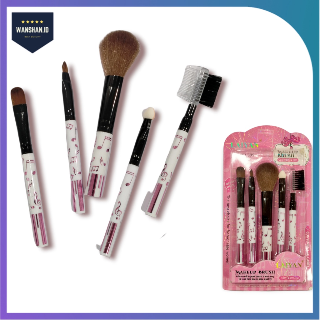 [WS] Kuas Make Up Brush 5pcs/set Kuas Makeup Eyebrow Brush Blush on Brush Eyeshadow Brush Sponge