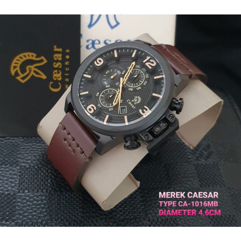 JAM TANGAN CAESAR PRIA CA-1016MR STRAP LEATHER ORIGINAL