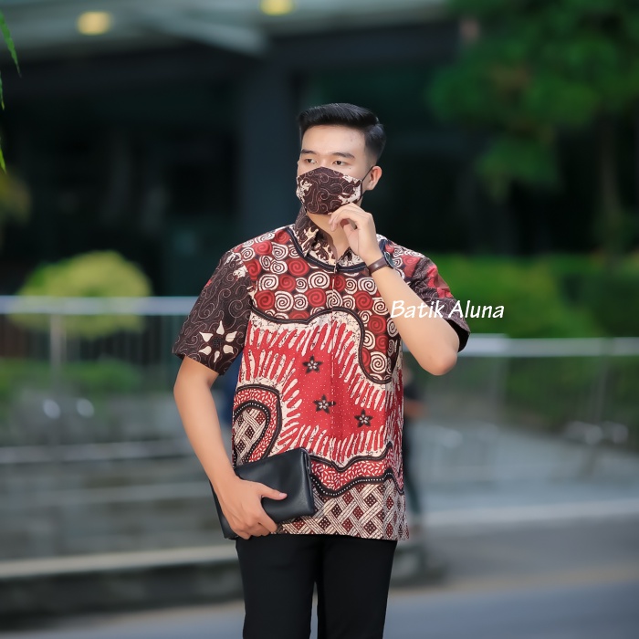 Baju Kemeja Batik Pria Lengan Pendek Premium Original Batik Aluna PD 028