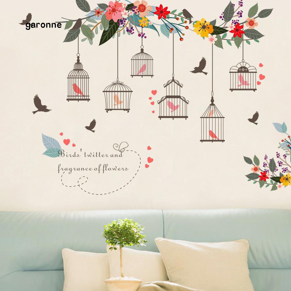  Stiker  Dinding Decal Desain Bunga  Sangkar Burung Dapat 