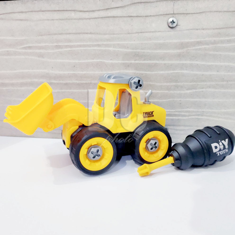 DIY Truck Engineering Series Puzzle Bongkar Pasang Konstruksi Excavator Roller Drill Bor Loader